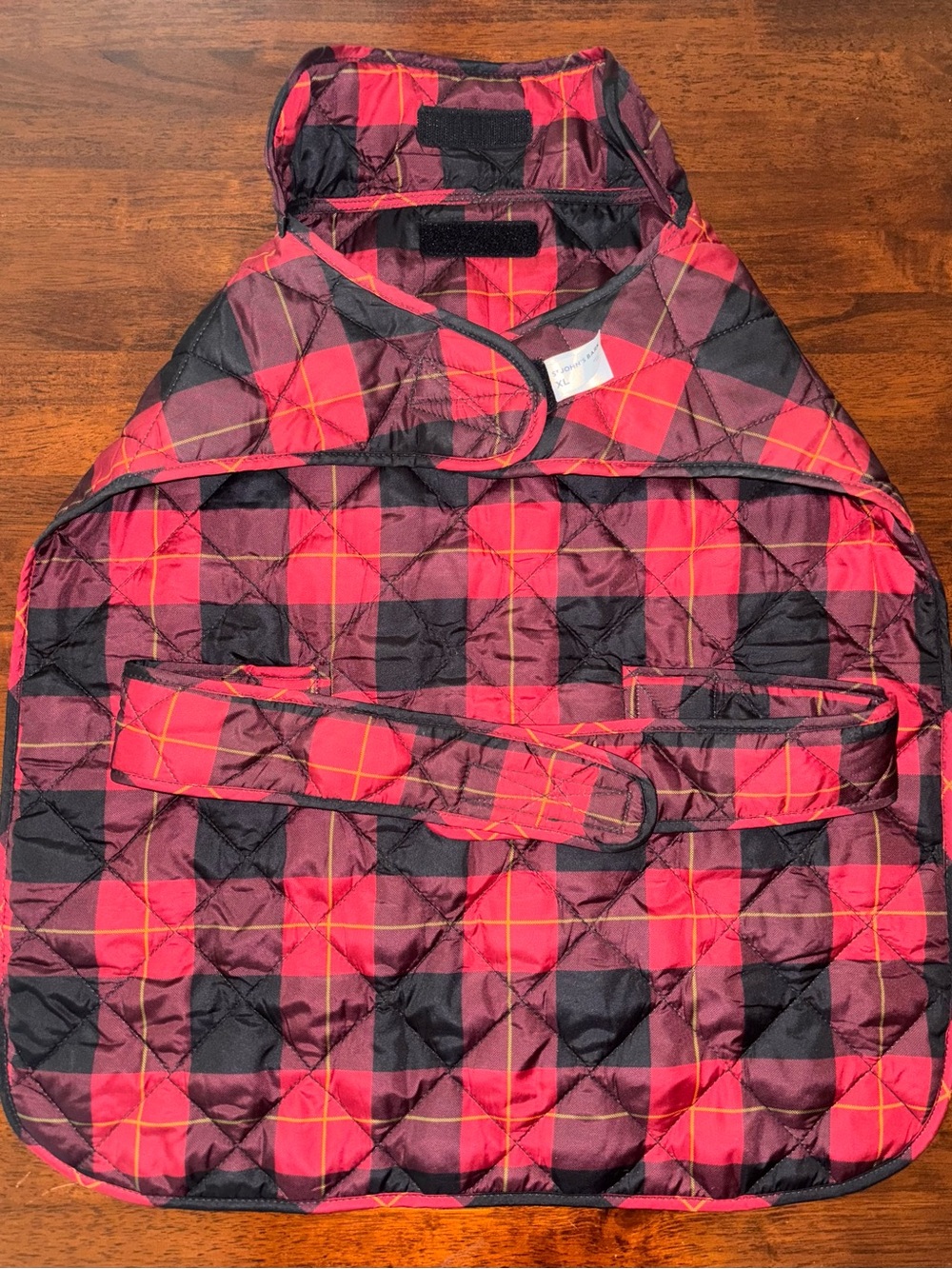 Dog Quilted Plaid Jacket Vest - Red & Black